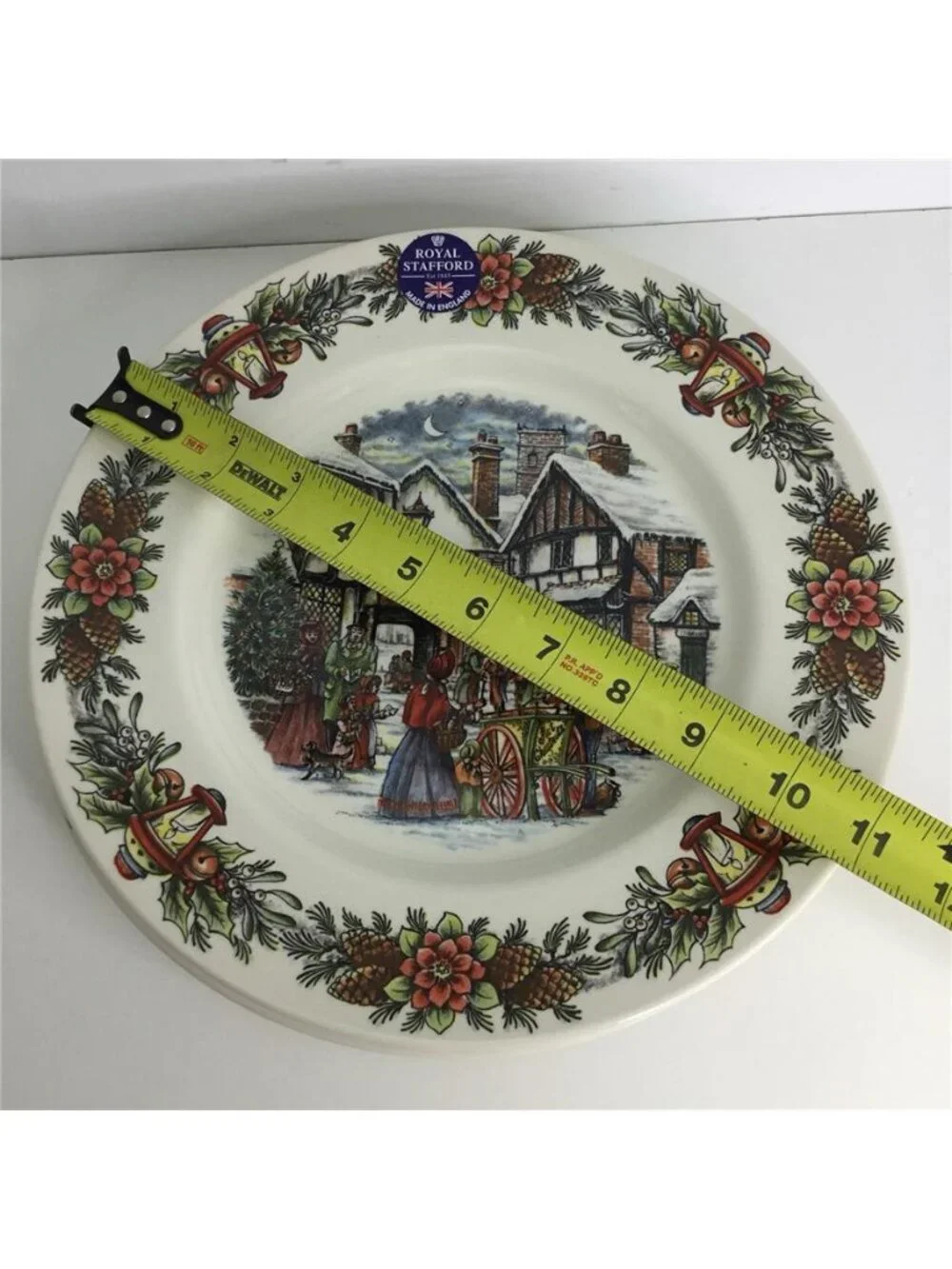 4 Royal Stafford Dinner Plates 11” Christmas Winter Snow NEW
